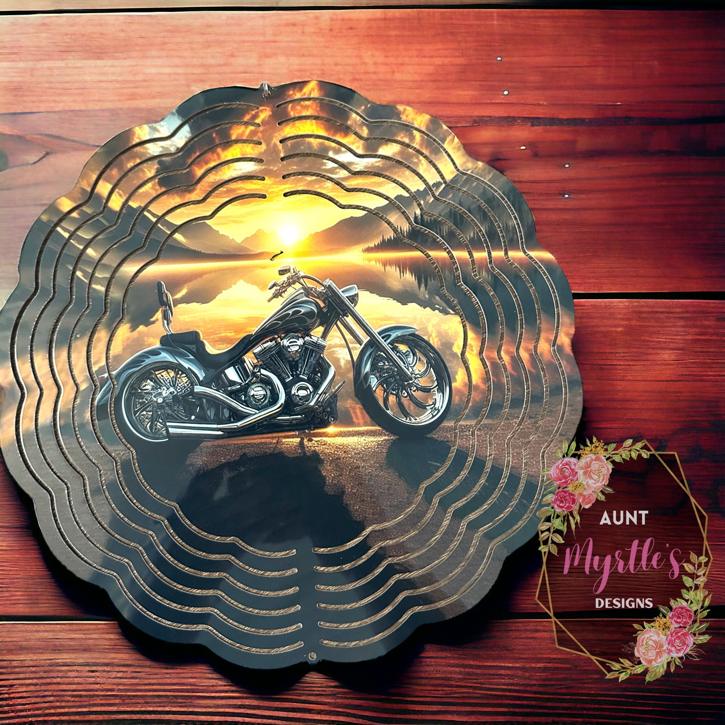 Wind Spinner 00662 - Motorcycle in the sunset