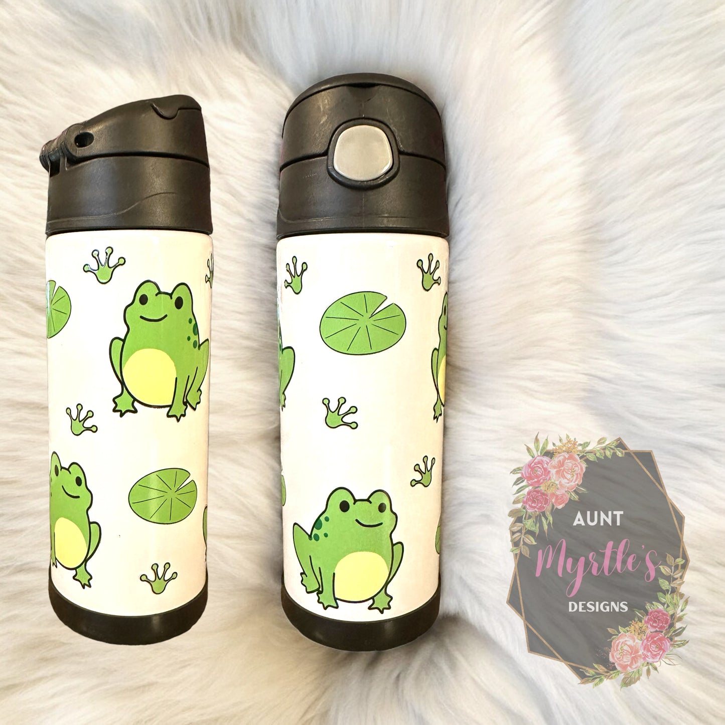 RTS 00569 - Frogs- 12oz black kids cup