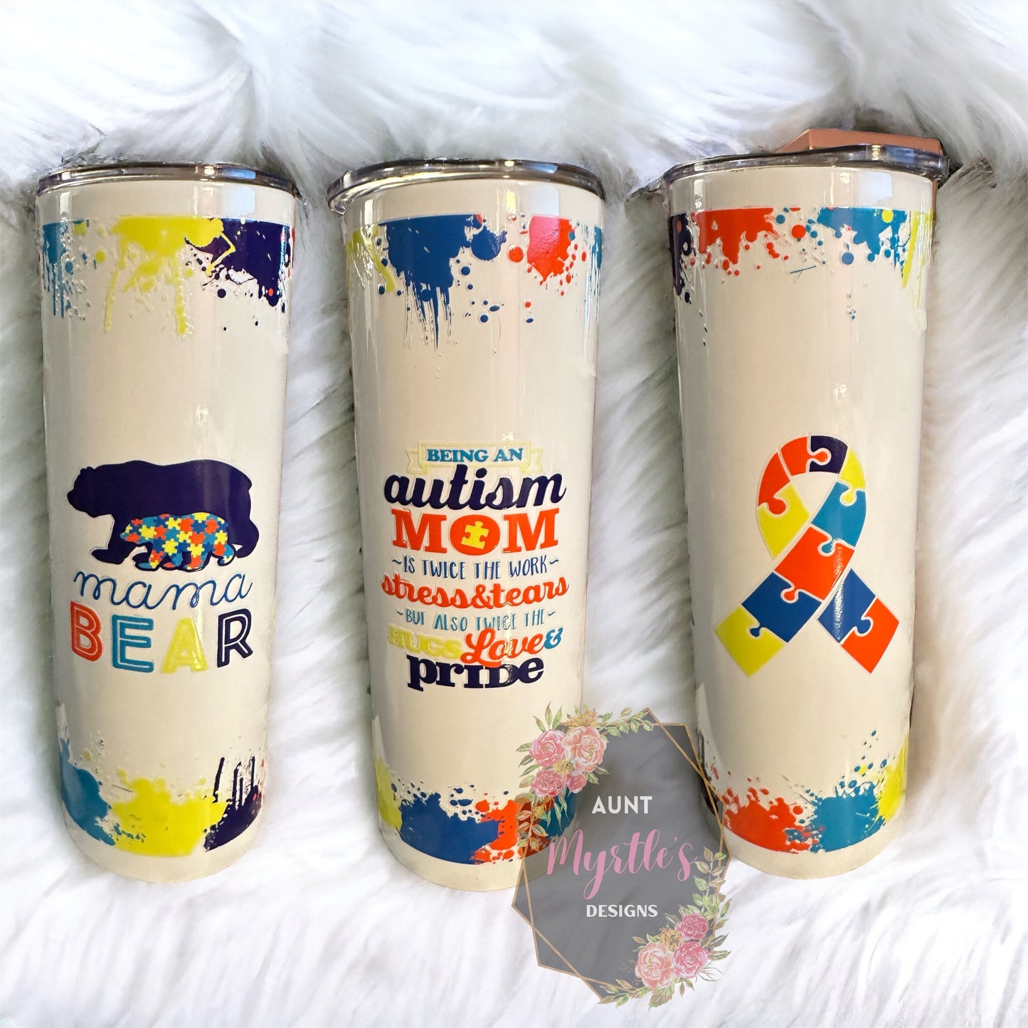 RTS 00572 - Autism mama bear - 20oz skinny tumbler