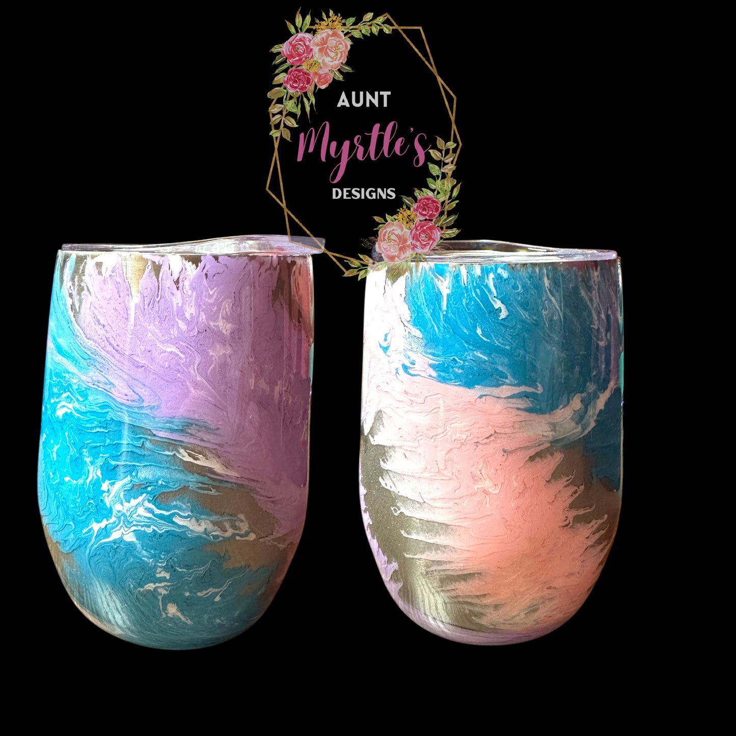 RTS 00699 - Pastel swirl - 12oz stemless wine tumbler
