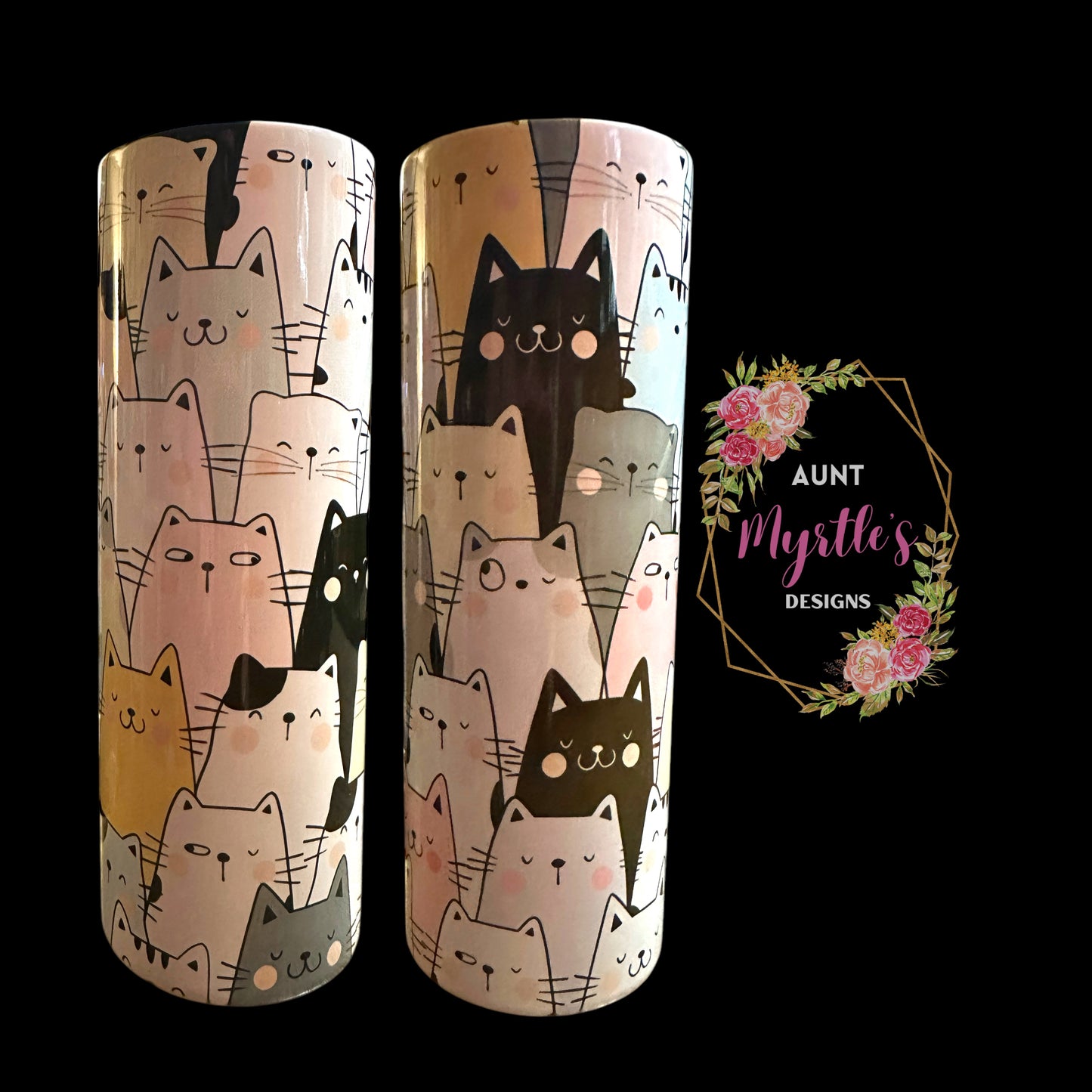 RTS 00675 - Multicolored Cats - 20oz skinny tumbler