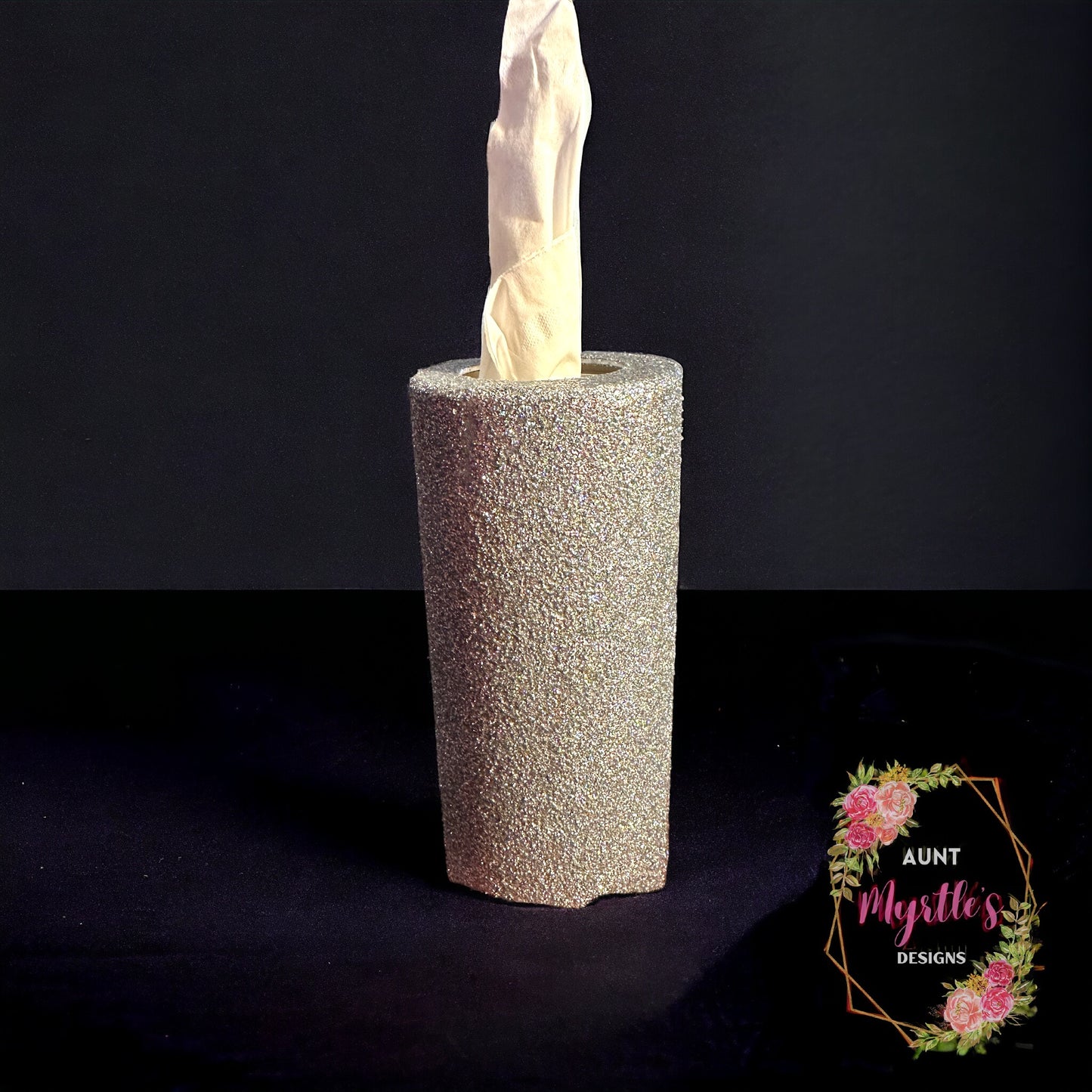 Glittered Tissue Holder - Silver glitter