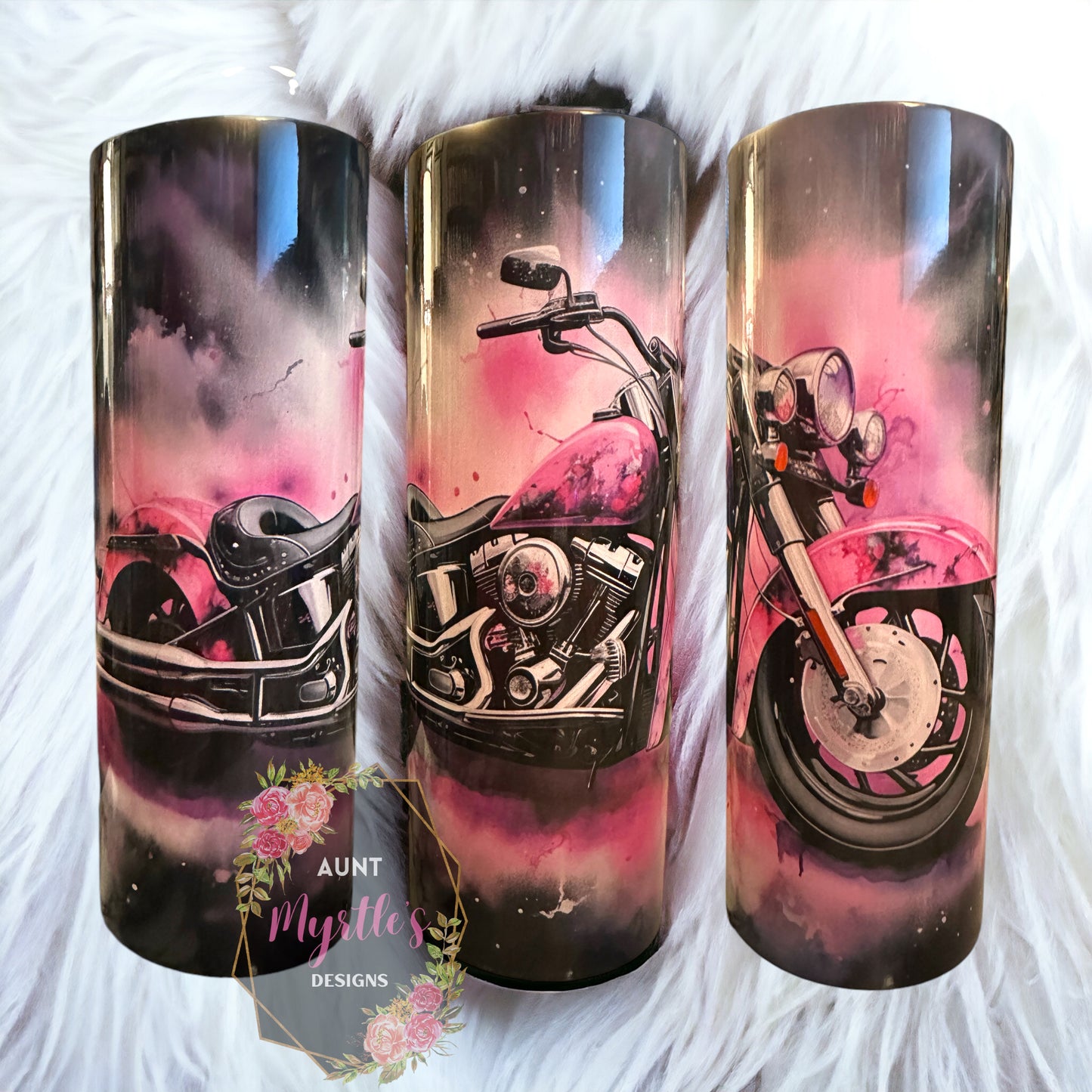 RTS 00654 - Biker chick - 20oz skinny tumbler