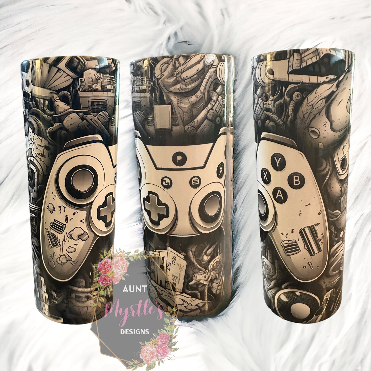 RTS 00597 - Gamer BW - 20oz skinny tumbler