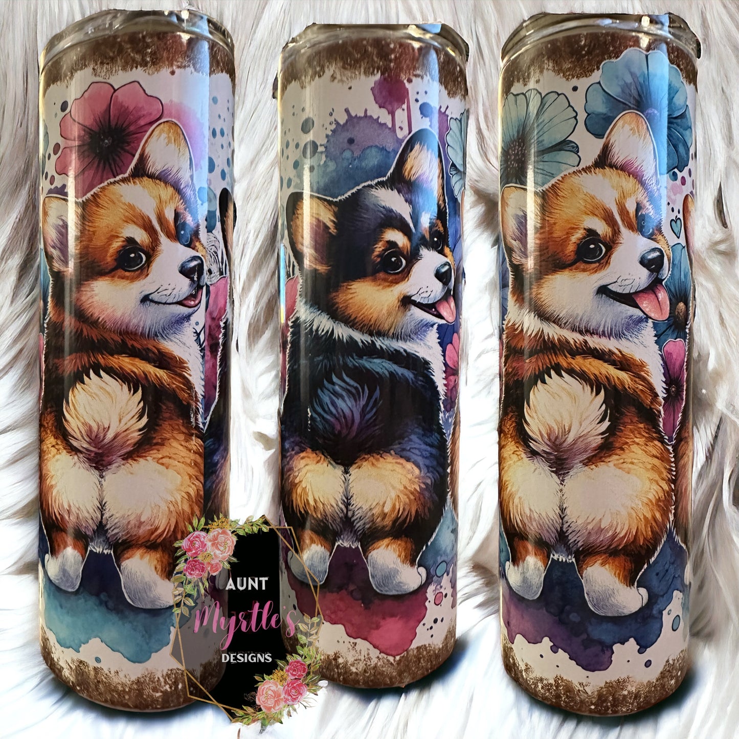 RTS 00603 - Corgi butts - 30oz skinny tumbler