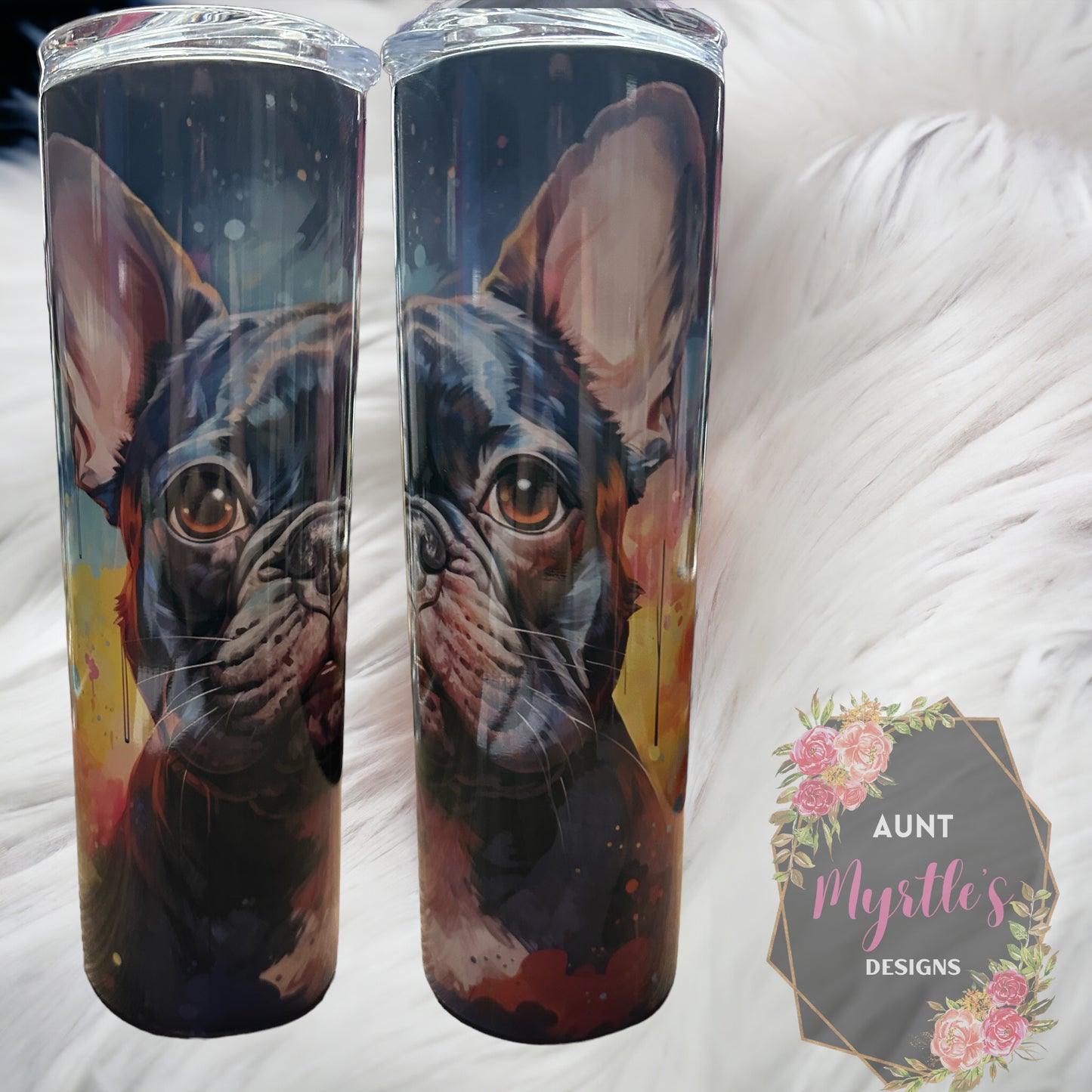 RTS 00489 - Frenchie - 30oz skinny tumbler