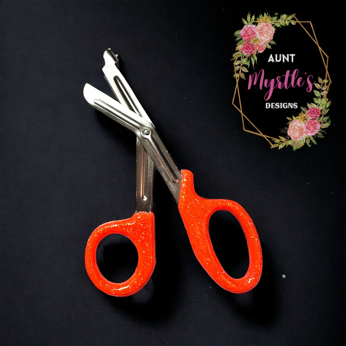 Glittered Bandage Scissors - Orange