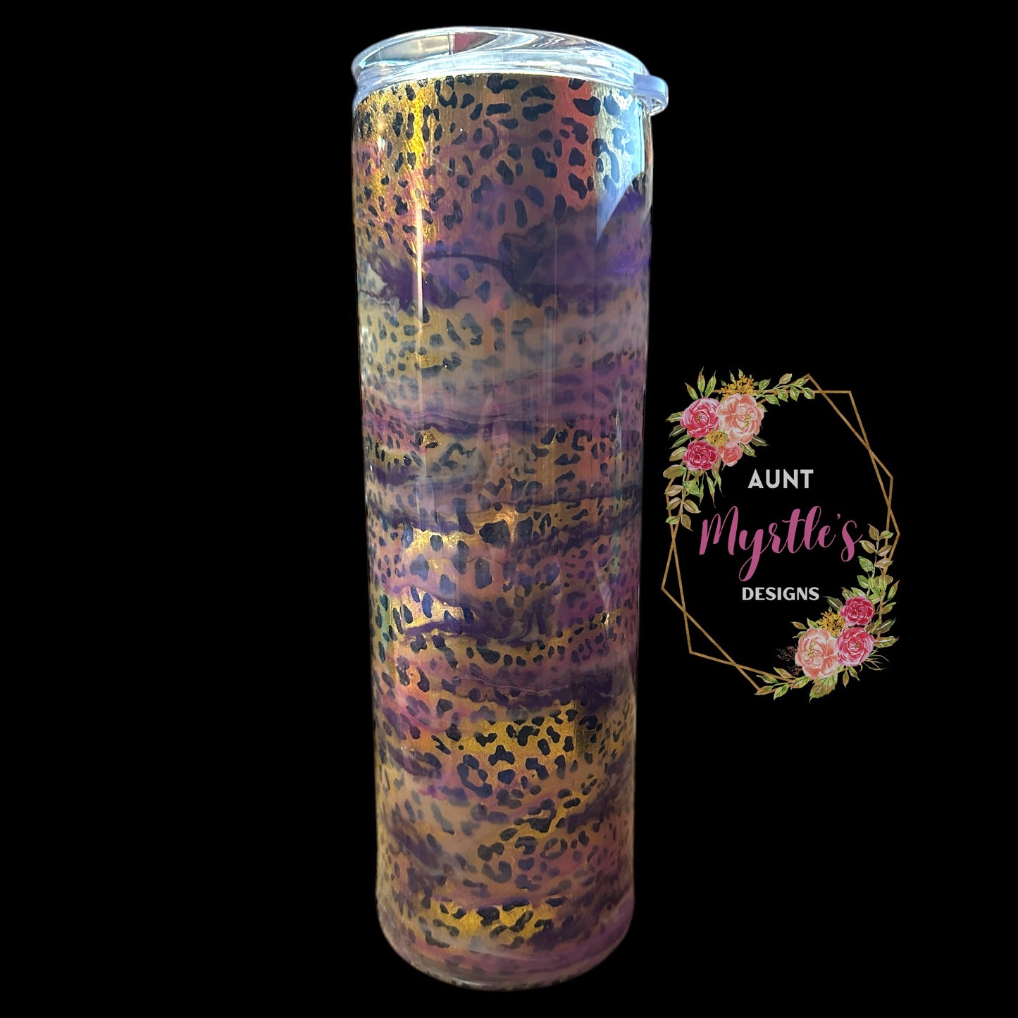 RTS 00698 - Cheetah Purple Swirl - 30oz skinny tumbler