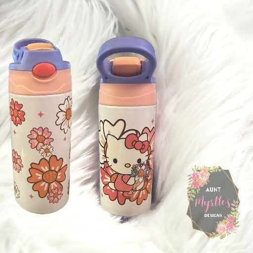 RTS 00568 - Miss kitty - 12oz pink/purple kids cup