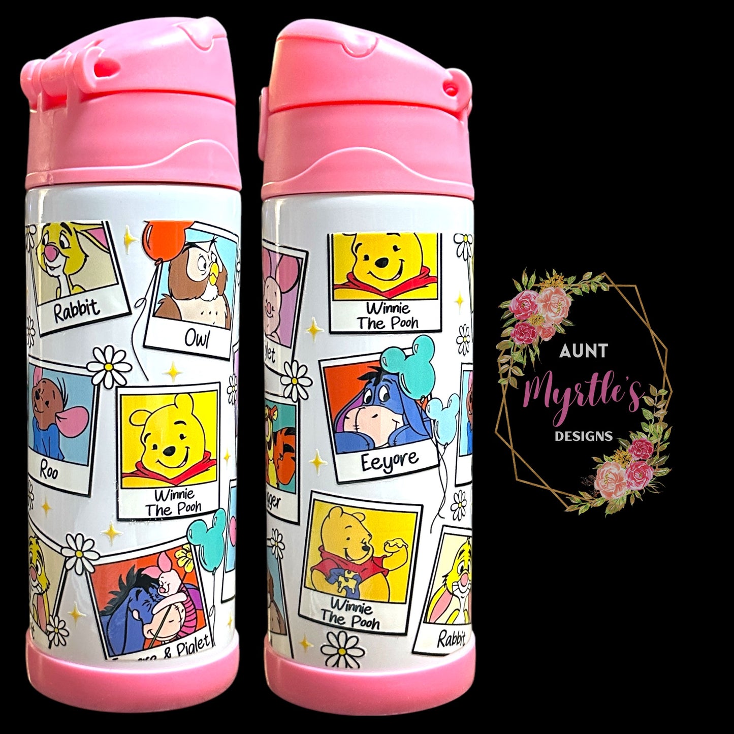 RTS 00712 - Bear friends - 12oz pink kids cup