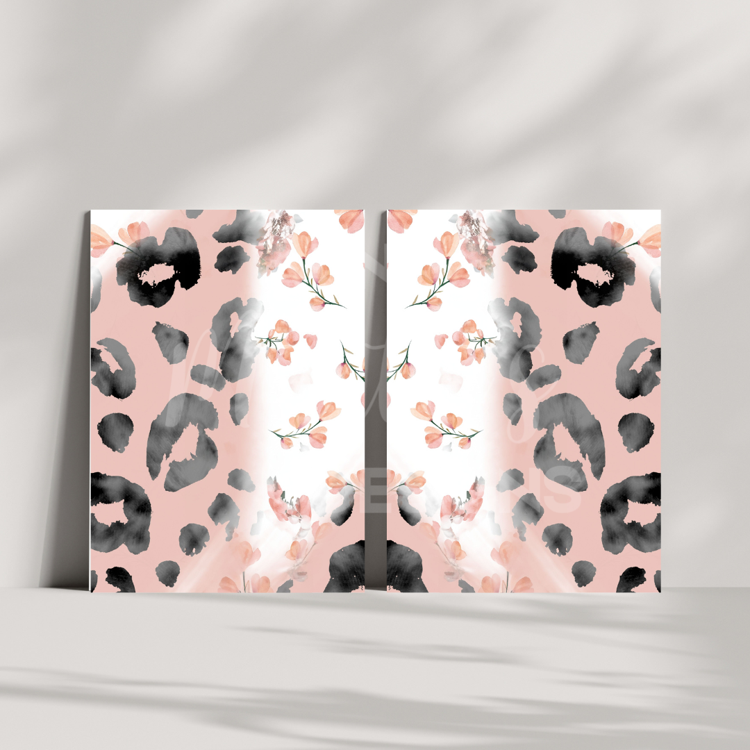 Journal - Pink leopard print with flowers (A5)