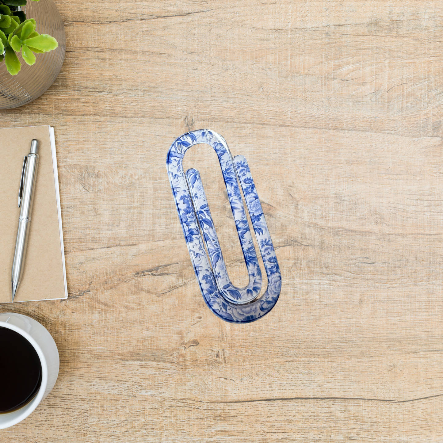 Acrylic bookmark - Blue floral (small)