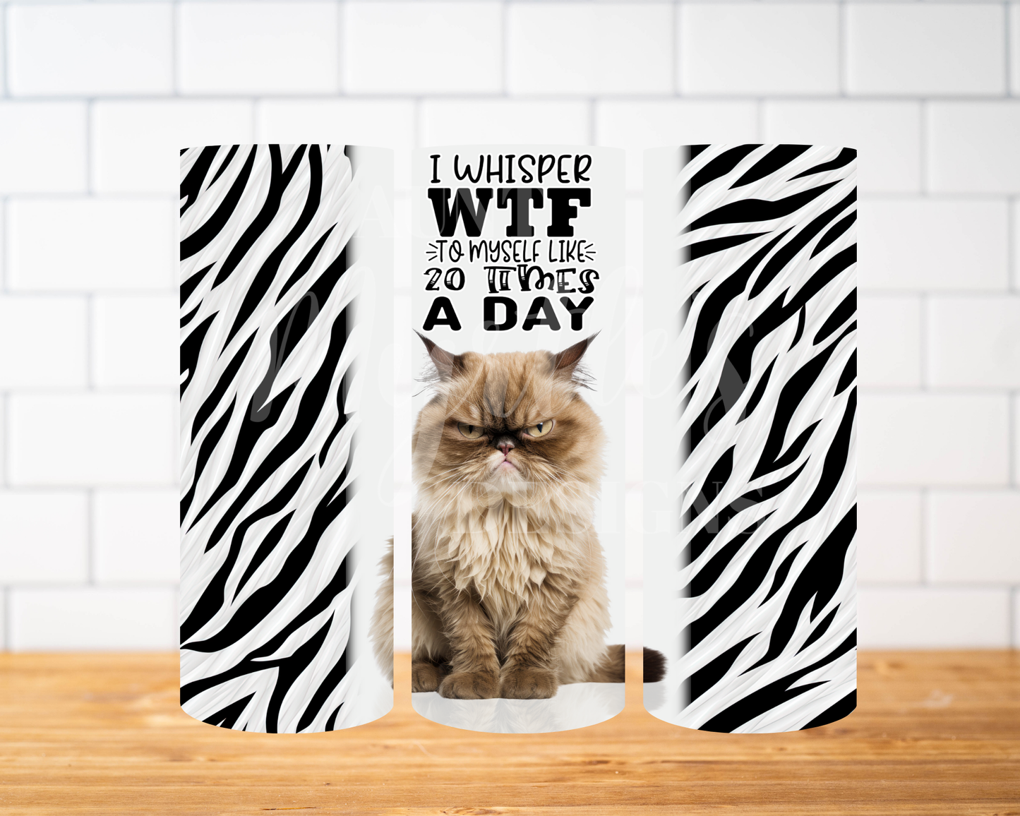 RTS 00500 - Cat I whisper WTF - 30oz skinny tumbler
