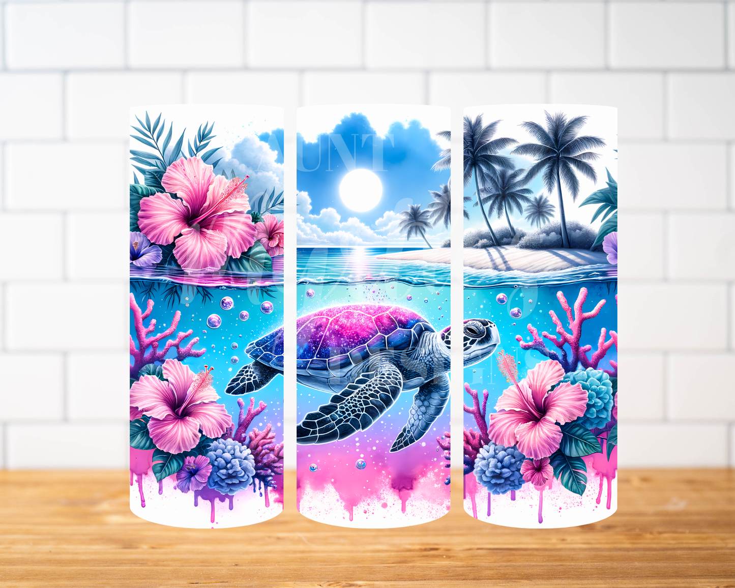 RTS 00844 - Tropical sea turtle - 20oz skinny tumbler