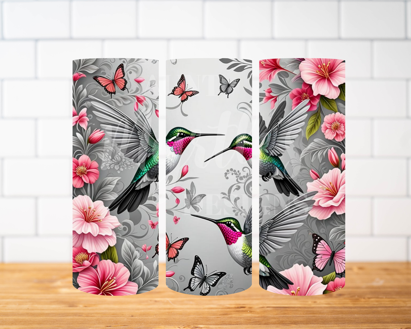 RTS 00907- Hummingbirds - 30oz skinny tumbler