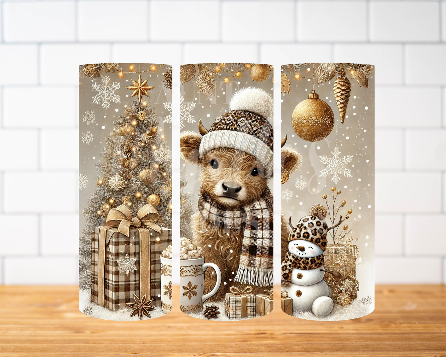 RTS 00908- Cozy Christmas highland - 30oz skinny tumbler