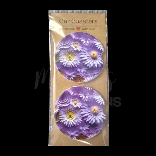 Car Coaster - Light purple daisies