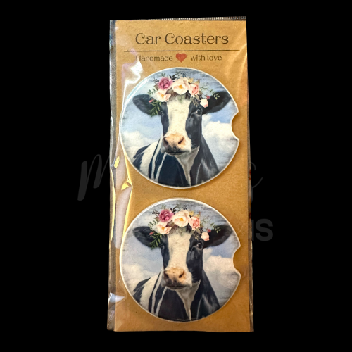 Car Coaster - Holstein with flower crown