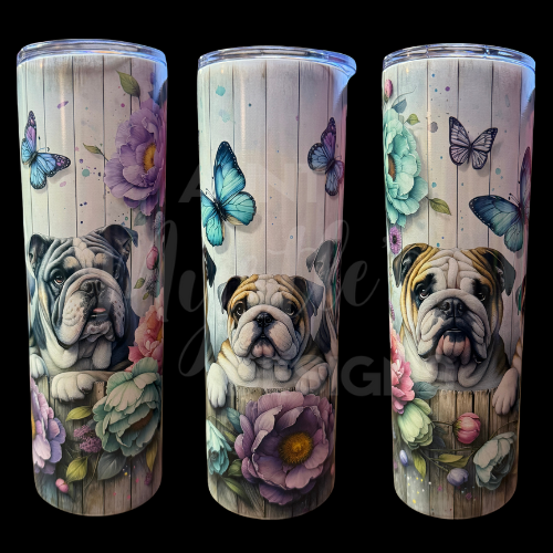 RTS 00869 - Blossoming Bulldogs - 30oz skinny tumbler