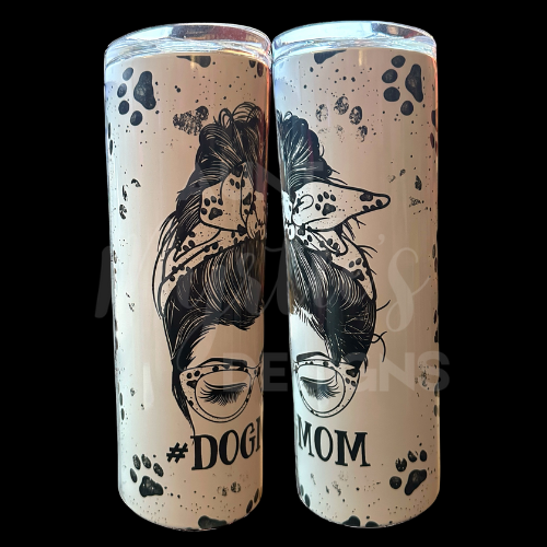 RTS 00704 - DogMom (b/w) - 20oz skinny tumbler