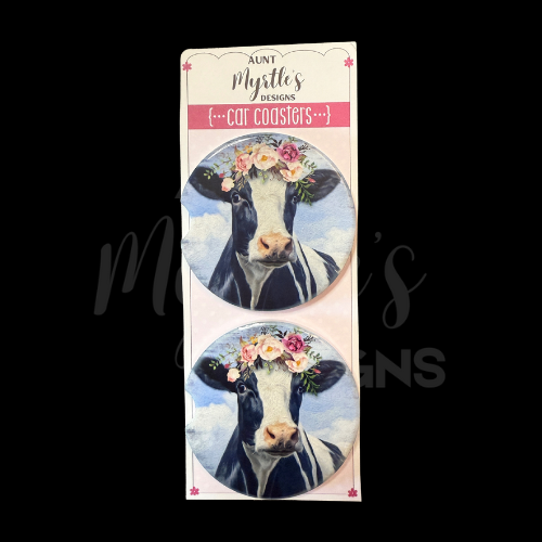 Car Coaster - Holstein with flower crown