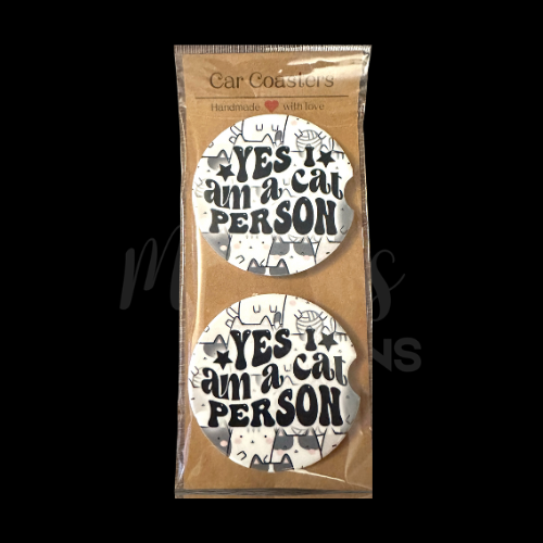 Car Coaster - Yes I am a cat person