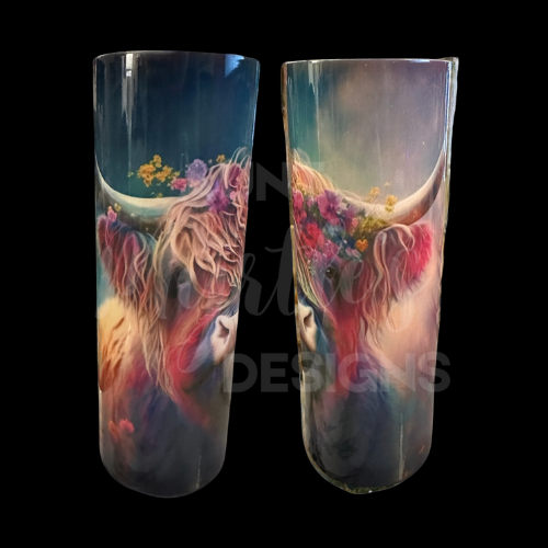RTS 00036 - Whimsical Highland Cattle - 20oz skinny tumbler