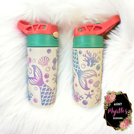 RTS 00587 - Mermaid - 12oz pink/green kids cup