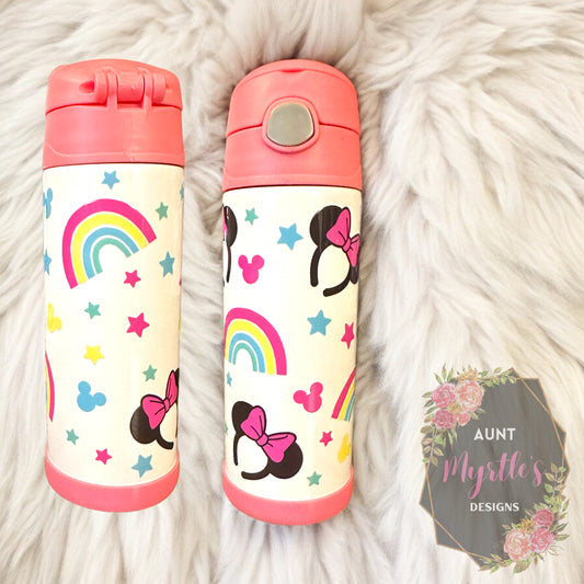 RTS 00604 - Mouse rainbows - 12oz pink kids cup