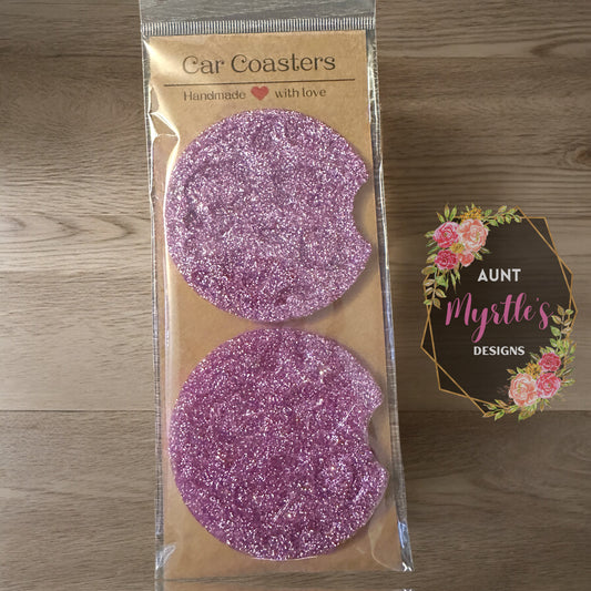 Car Coaster - Pink glitter leopard