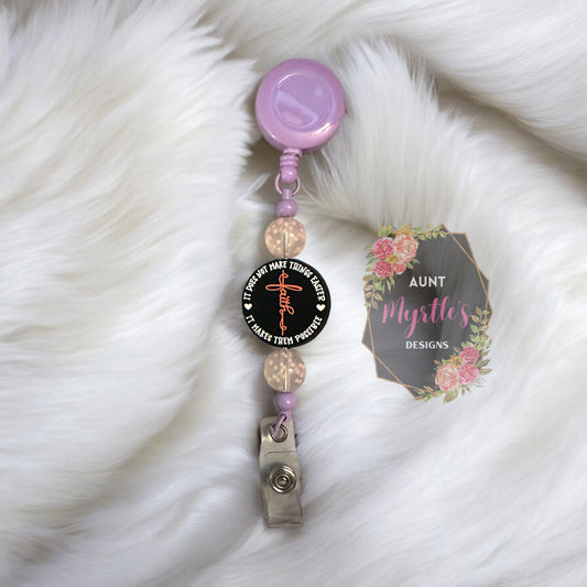 Beaded Badge Holder - Faith