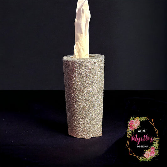 Glittered Tissue Holder - Silver glitter