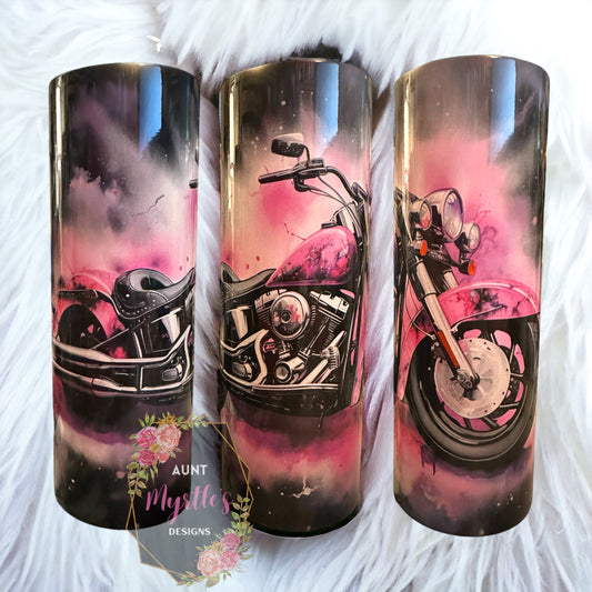 Ready to Ship 00654 - Biker chick - 20oz skinny tumbler