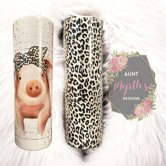 Ready to Ship 00511 - Leopard pig - 30oz skinny tumbler