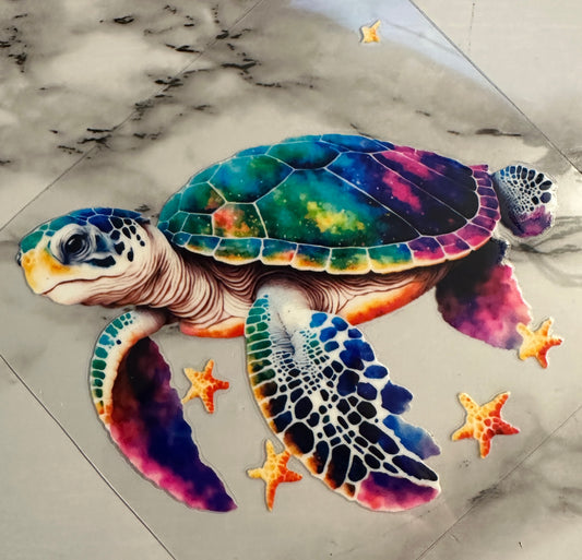 Sea turtle w/starfish (decal)