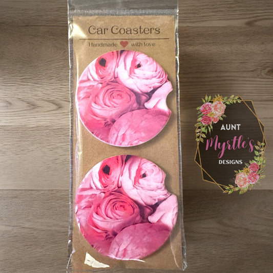 Car Coaster - Pink flowers