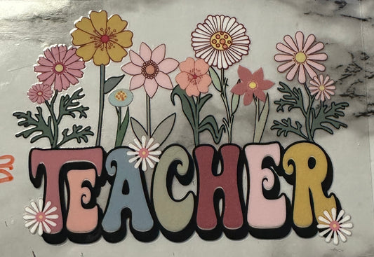 Teacher with flowers (decal)