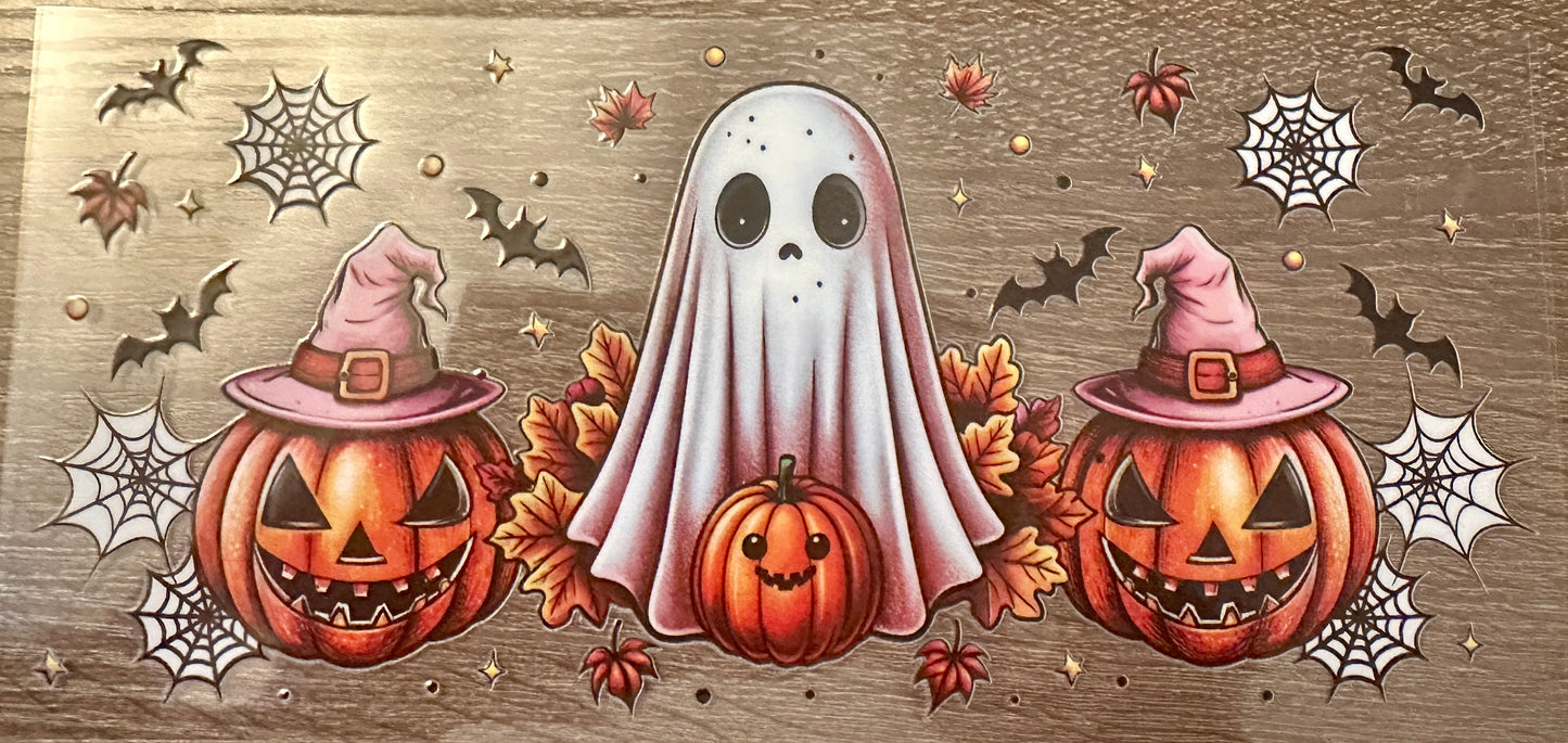 Spooky ghost and pumpkins