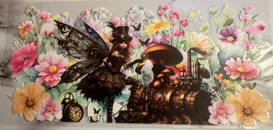 Steampunk fairy with flowers