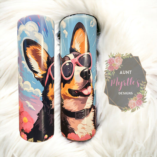 Ready to Ship 00645 - Cool Corgi - 30oz skinny tumbler