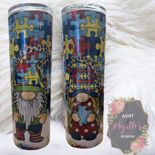 Ready to Ship 00102 - Autism Gnomes - 30oz skinny tumbler