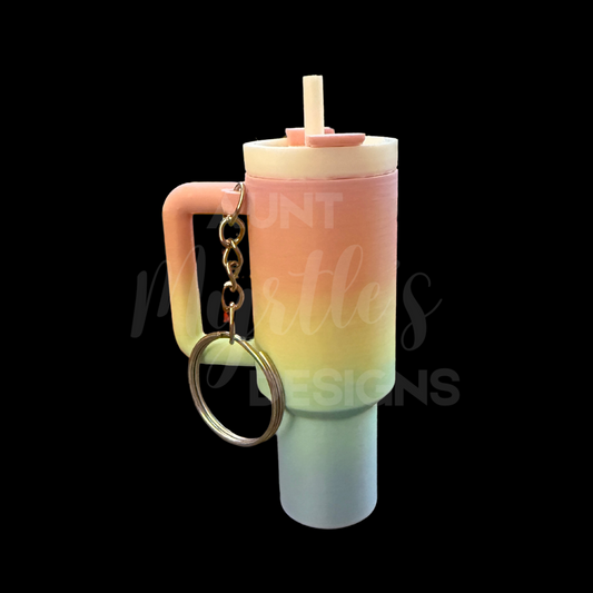 40oz Dupe KeyChain w/Chapstick holder - Pastel ombre