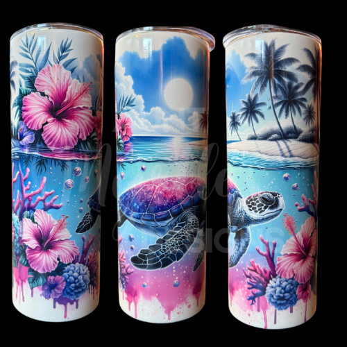 RTS 00844 - Tropical sea turtle - 20oz skinny tumbler