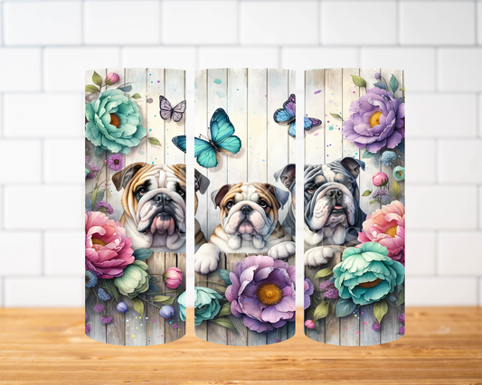 RTS 00869 - Blossoming Bulldogs - 30oz skinny tumbler