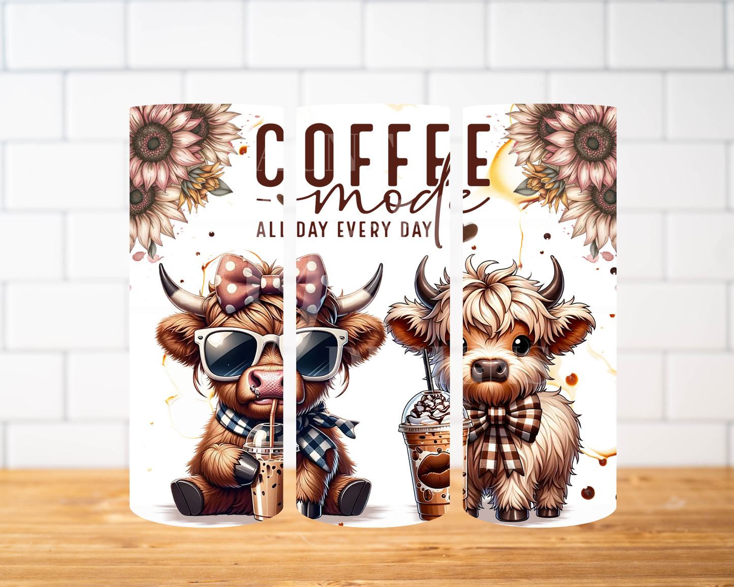 RTS 00686 - Coffee mode - all day every day - 30oz skinny tumbler