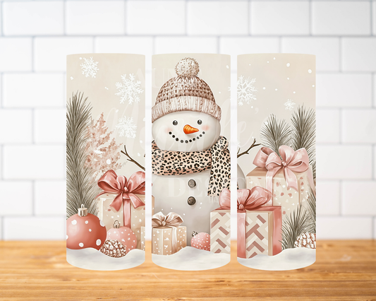 RTS 00676 - Cheetah snowman - 20oz skinny tumbler