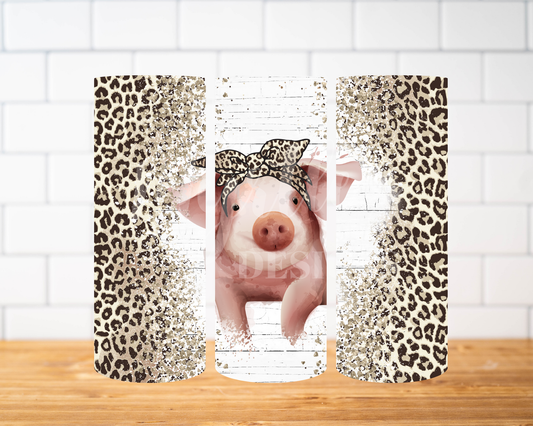 RTS 00511 - Leopard pig - 30oz skinny tumbler