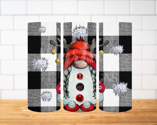 RTS 00726 - Flannel plaid gnome - 30oz skinny tumbler