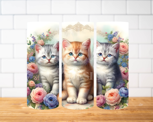 RTS 00898 - Three kittens - 20oz skinny tumbler