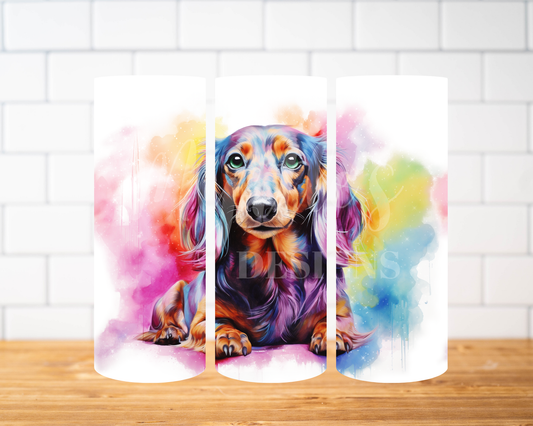 RTS 00642 - Watercolor dachshund - 20oz skinny tumbler
